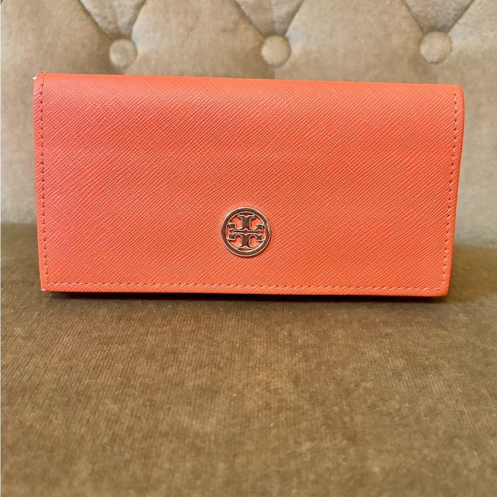Tory Burch Eyeglasses Case in Orange Saffiano leather